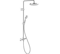 Sistema doccia Duravit, Shower System con 3 tipi di getti (Rain, Intense Rain, Soft Rain), doccia ad angolo regolabile, facile da pulire, supporto doccetta regolabile in altezza, cromato