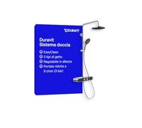 Sistema doccia Duravit, Shower System con 3 tipi di getto (Rain, Pulse, Mono), soffione con inclinazione regolabile, set doccia facile da pulire, sistema doccia con termostatico, Cromo/Nero