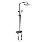 Sistema doccia grigio con soffione a pioggia, set combinato da 8 pollici Set rubinetto a parete miscelatore a monocomando a mano a 3 modalità, beccuccio for vasca, spruzzatore for bidet