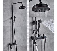 Sistema doccia in bronzo nero - Soffione doccia a pioggia da 20,3 cm, rubinetto miscelatore per vasca da bagno, set completo di rubinetti per bagno per una lussuosa esperienza spa