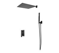 Sistema doccia in ottone/acciaio inox - soffione girevole a 360° con supporto doccia regolabile | nero cromato | 40 cm rubinetto doccia per bagno e benessere