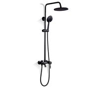 Sistema doccia in ottone antico, set doccia a parete nero con soffione rotondo per vasca da bagno, set miscelatore tradizionale per bagno, hotel e palestra, B