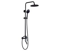 Sistema doccia in ottone antico, set doccia a parete nero con soffione rotondo per vasca da bagno, set miscelatore tradizionale per bagno, hotel e palestra, B