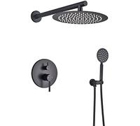 Sistema doccia Monte a parete Montaggio della doccia set di rubinetti opachi piovosi nera set di doccia vasca in acciaio inossidabile e kit di rivestimento per la doccia con spruzzatore portatile e