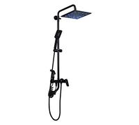 Sistema doccia nero da 10 pollici con set di rubinetti for a parete for acqua fredda e calda Set combinato multifunzione for bocca for vasca, soffione a LED, a mano, spruzzatore for bidet