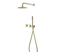 Sistema doccia oro spazzolato, set combo con doccia per la doccia per pioggia di lusso da 10 pollici, pioggia montata a parete con doccia a mano