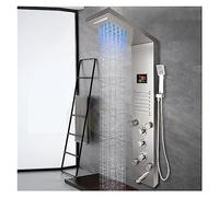 Sistema Doccia, Pannello doccia con display digitale spazzolato in nichel grigio scuro, getti idromassaggio for a pioggia a LED a colonna, miscelatore for vasca da bagno(Nickel Brush)