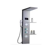 Sistema Doccia, Pannello doccia luminoso a LED, set di rubinetti con display digitale a pioggia a cascata, miscelatore a colonna for bagno idromassaggio SPA(Brushed Nickle 6001)