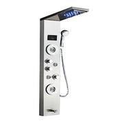 Sistema Doccia, Pannello doccia luminoso a LED, set di rubinetti con display digitale a pioggia a cascata, miscelatore a colonna for bagno idromassaggio SPA(Brushed Nickle 8006)
