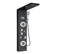 Sistema Doccia, Pannello doccia luminoso a LED, set di rubinetti con display digitale a pioggia a cascata, miscelatore a colonna for bagno idromassaggio SPA(Black 8019)
