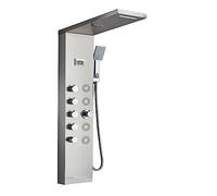 Sistema Doccia, Pannello doccia luminoso a LED, set di rubinetti con display digitale a pioggia a cascata, miscelatore a colonna for bagno idromassaggio SPA(Brushed Nickle 8017)