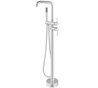 Sistema doccia Pavimento per pavimento Montaggio del pavimento vano da bagno Faucet in piedi Filler in piedi tappeti ad alto flusso Miscelatore rubinetti giraschi con cucciolo con nichel spazzolato