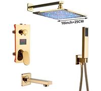 Sistema Doccia Rubinetti Del Bagno Rubinetto Del Bagno Oro Miscelatore Rubinetto A Parete Soffione A Pioggia A Led Set Di Rubinetti Per Doccia Con Beccuccio Per Vasca-Set Doccia Da 10 Pollici vision