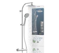 Sistema doccia SCHÜTTE MADURA con termostatico, set doccia con doccia a pioggia grande (Ø 24 cm) e doccetta regolabile, set doccia con saliscendi, colonna doccia, pannello doccia, cromo