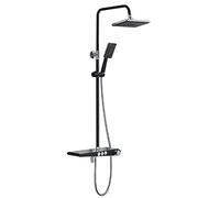 Sistema doccia, set di rubinetti per doccia a parete per bagno, in rame, di lusso, ad alta pressione, 30,5 cm, grande soffione doccia a 3 modalità, doccetta a mano con un solo pulsante