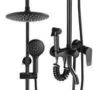 Sistema doccia, set di rubinetti per la doccia montato a parete per bagno, bordo per doccia spray per doccia di lusso di lusso in ottone incluso, nero
