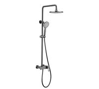 Sistema doccia, set doccia combinato con miscelatore a pioggia, pulsante, 3 funzioni, set rubinetto doccia con beccuccio per vasca, soffione doccia a pioggia da 10", set combinato portatile, grigio ca