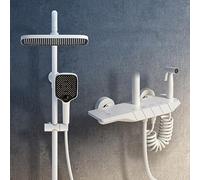 Sistema doccia termostatico con 4 funzioni, 30 x 21 cm, soffione doccia quadrato a pioggia, autopulente, in silicone, rubinetto per vasca da bagno, comandi per pianoforte per il massimo comfort.