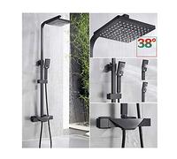 Sistema doccia termostatico da parete, set multifunzione combinato con soffione doccia quadrato, doccia portatile a 3 getti, bocca a cascata per vasca da bagno
