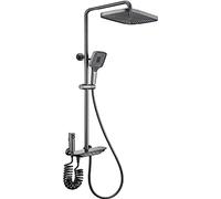 Sistema doccia termostatico, doccia a pioggia a parete, set combinato con rubinetto per vasca, soffione portatile, comando tasti pianoforte, finitura grigio canna di fucile