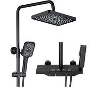 Sistema doccia termostatico in ottone a parete, set doccia a vista con soffione a pioggia e doccetta a mano, rubinetto completo per vasca da bagno per il massimo comfort e stile