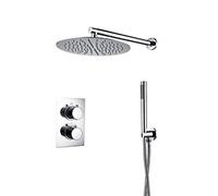 Sistema doccia termostatico, set di rubinetti for a parete Set combinato for con miscelatore a pioggia ad alta pressione soffione a e soffioni a mano, cromo lucido, 8inch(8inch)