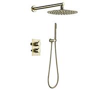 Sistema doccia termostatico - Set doccia a scomparsa con doccetta portatile e soffione doccia a pioggia, kit per montaggio a parete vasca e doccia