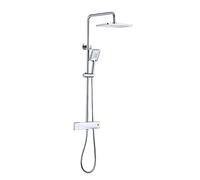 Sistema doccia termostatico, set rubinetto 12 pollici combinato miscelatore a parete con bocca vasca, soffione a pioggia, a mano, corpo valvola in ottone, grigio pistola(Chrome)