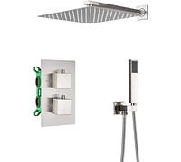 Sistema doccia termostatico, set rubinetto doccia set doccia a pioggia a scomparsa set combinato vasca in nichel spazzolato e kit doccia con spruzzatore portatile e soffione doccia a pioggia per