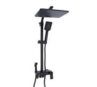 Sistema doccia, termostato, set completo doccia in acciaio inox, 4 metodo, indicatore LED, altezza regolabile, 80-120 cm, montaggio a parete, set doccia per tutti i tipi di bagni