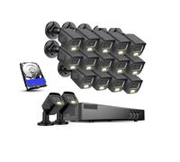 Sistema DVR di Sicurezza cablato 3K a 16 canali con 16 telecamere a Doppia Luce, Kit di sorveglianza con Telecamera CCTV for Esterni con Visione Notturna a Colori(16PCS 1TB)