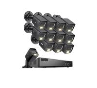 Sistema DVR di Sicurezza cablato 3K a 16 canali con 16 telecamere a Doppia Luce, Kit di sorveglianza con Telecamera CCTV for Esterni con Visione Notturna a Colori(12PCS 0TB)