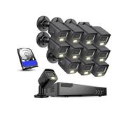 Sistema DVR di Sicurezza cablato 3K a 16 canali con 16 telecamere a Doppia Luce, Kit di sorveglianza con Telecamera CCTV for Esterni con Visione Notturna a Colori(12PCS 4TB)