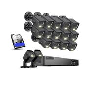 Sistema DVR di Sicurezza cablato 3K a 16 canali con 16 telecamere a Doppia Luce, Kit di sorveglianza con Telecamera CCTV for Esterni con Visione Notturna a Colori(16PCS 2TB)