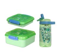 Sistema Expressions Lunch, Bento da 1,25L + 450ml Sandwich + 500mL Easy Sip, set di lunch box e bottiglia, design 'Dinosaur'