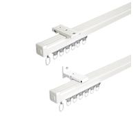 Sistema flessibile a binario a soffitto, divisorio regolabile per montaggio a soffitto o a parete, ideale per doccia, bianco carbonizzato, lunghezza 440 cm