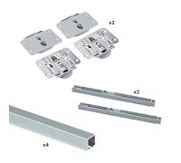 Emuca - Sistema per 2 ante scorrevoli in legno supportate, chiusura ammortizzata, pannelli non incluse, acciaio e alluminio, anodizzato