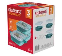 Sistema Heatables Contenitori alimenti per microonde | 1L | Contenitori per preparazione pasti a prova di perdite con coperchi | Confezione da 3 | Rettangoli color beige latte