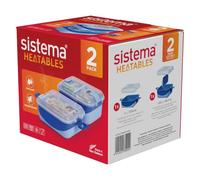 Sistema Heatables set di Contenitori alimenti per microonde | 1L e 1,35L | Contenitori per preparazione pasti a prova di perdite con coperchi | 2 pezzi |Rettangoli blu lazuli