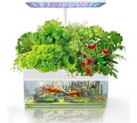 Sistema idroponico e acquario intelligente for interni 2 in 1 con 12 baccelli for piante | con acquario, 3 modalità di coltivazione, timer automatico, kit for giardino di erbe, luce a LED(White)