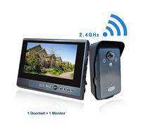 Sistema interfonico wireless, Videocitofono wireless for casa Videocitofono wireless for ufficio a 2,4 GHz con videocitofono con display da 7 pollici for appartamento(1 doorbell 1 monitor)