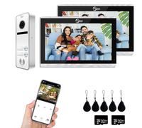 Sistema interfono videocitofono 1080P, campanello per 2 famiglie, display touchscreen da 10 pollici, supporto sblocco, interfono bidirezionale, rilevamento movimento (Bianco)