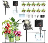 Sistema Irrigazione Automatica Vasi Solare, Irrigazione Automatica per 15 Vasi, Irrigatore Automatico per Vasi con 12 Modalità Timer Tubo da 15M, Kit Irrigazione a Goccia per Piante da Balcone Esterno