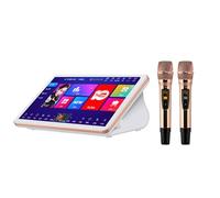Sistema Karaoke, 18,5 pollici touch screen capacitivo macchina Karaoke con microfono wireless, KTV Canto Karaoke Player, AI Smart Voice Control la funzione canzone, Desktop KTV Player(White)