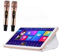Sistema karaoke con microfono wireless, lettore KTV touch screen da 18,5 pollici, controllo vocale intelligente AI, più lingue, amplificatore per casa e feste