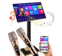 Sistema Karaoke, macchina per karaoke touch screen da 21,5 pollici con microfono wireless, controllo app, amplificatore di potenza, supporta più lingue
