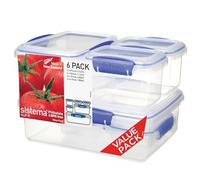 Sistema KLIP IT contenitori per alimenti a più pezzi | Lunch box impilabili con coperchi a tenuta stagna | Privi di BPA | Clip blu | Dimensioni assortite | 12 pz. (6 contenitori e coperchi)