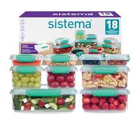 Sistema KLIP IT Contenitori per alimenti | Contenitori per la preparazione dei pasti impilabili ed ermetici | Scatole per il pranzo per la scuola e snack | 18 pz. (9 contenitori e coperchi)