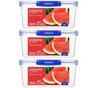 Sistema KLIP IT PLUS Contenitori per alimenti | 3,35 L | Set di contenitori ermetici | Guarnizione ermetica | Pratiche clip di chiusura | Privi di BPA | 3 pezzi