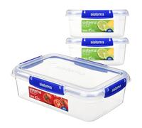 Sistema KLIP IT PLUS Contenitori per alimenti a tenuta ermetica | 2 x 1 L e 2,2 L | Contenitori per la preparazione dei pasti impilabili ed ermetici con coperchi |Senza BPA | 3 pz.
